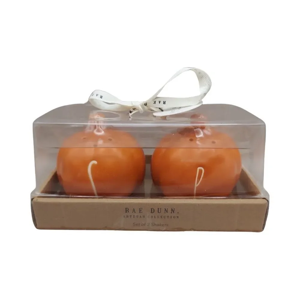 Rae Dunn Fall Ceramics Pumpkin Salt & Pepper Shakers New in Box